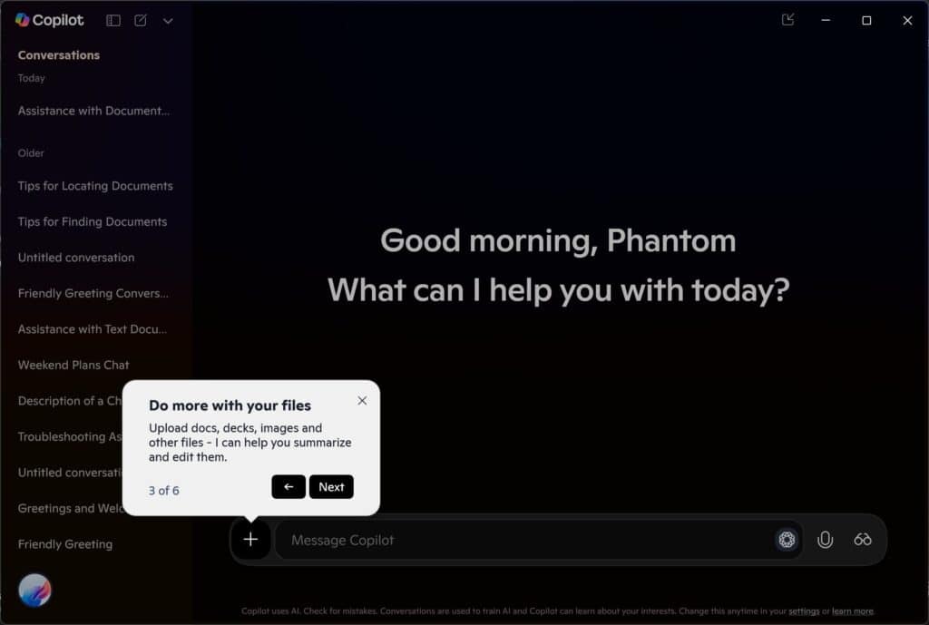 Copilot app guided tour update 2