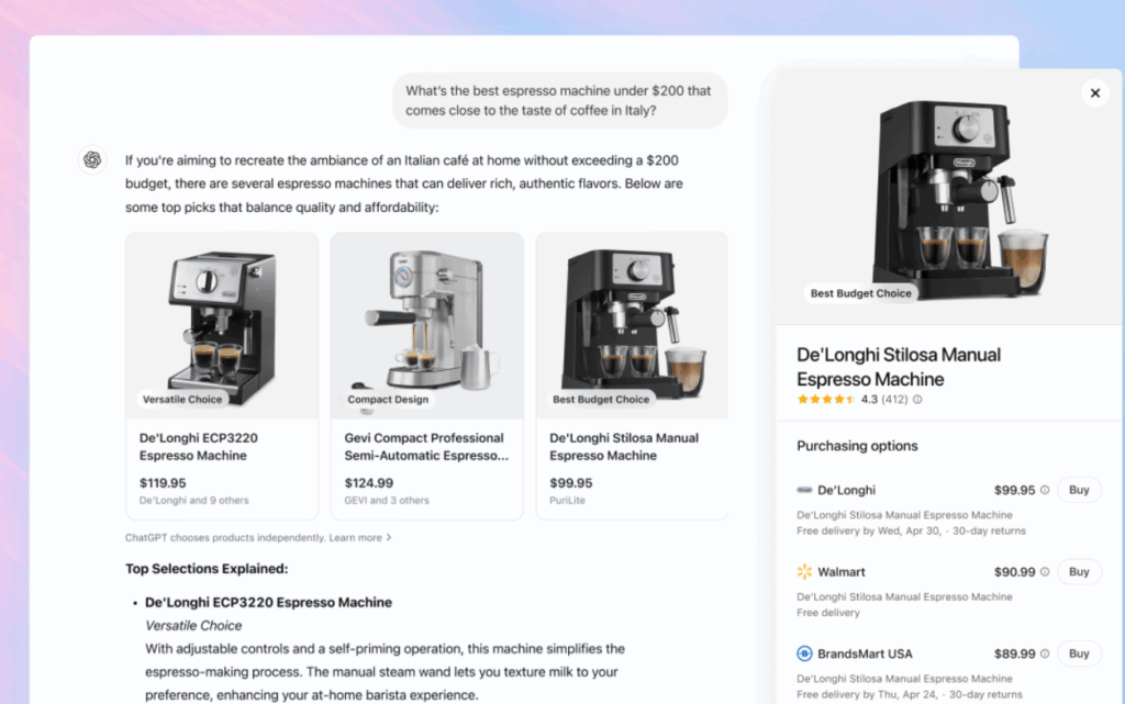 OpenAI ChatGPT search shopping