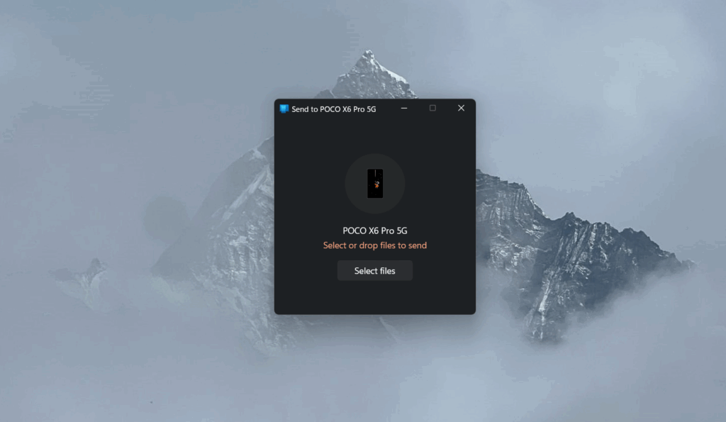 Phone Link file sharing dialog box
