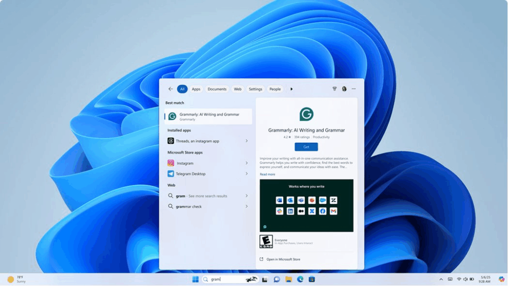 Windows Search Microsoft Store integration