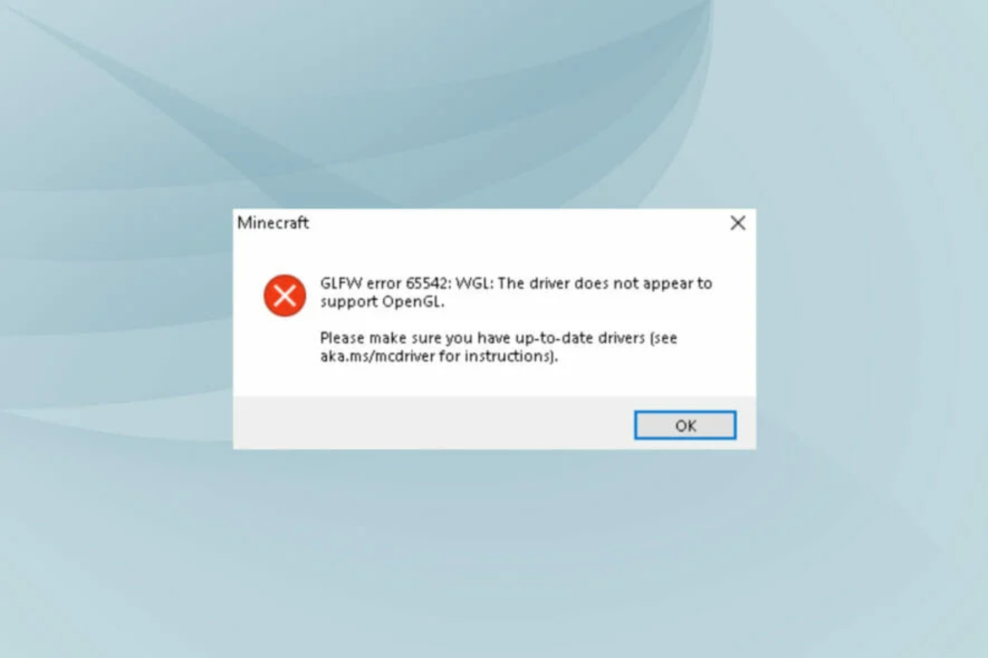 glfw error 65542