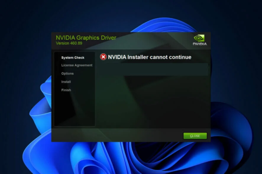 Instalador nvidia no puede continuar
