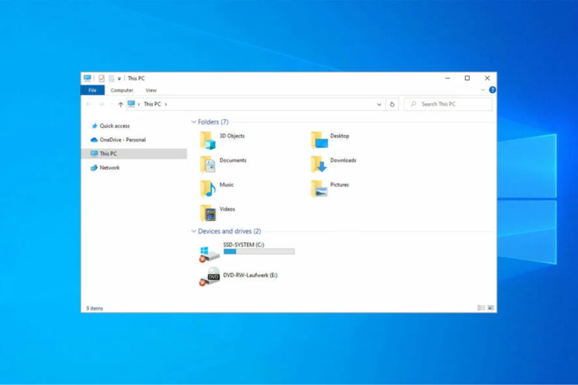 carpeta red x windows 10