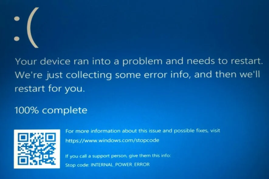 error alimentación interna windows 10