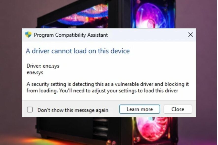 ene.sys Driver No Compatible