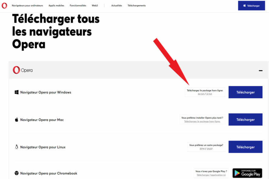 opera ne veut pas s'installer