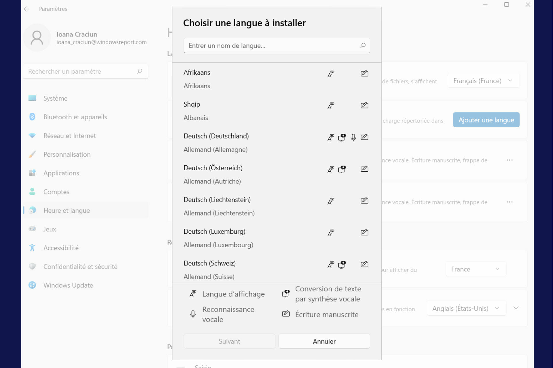 changer langue sur Windows 11