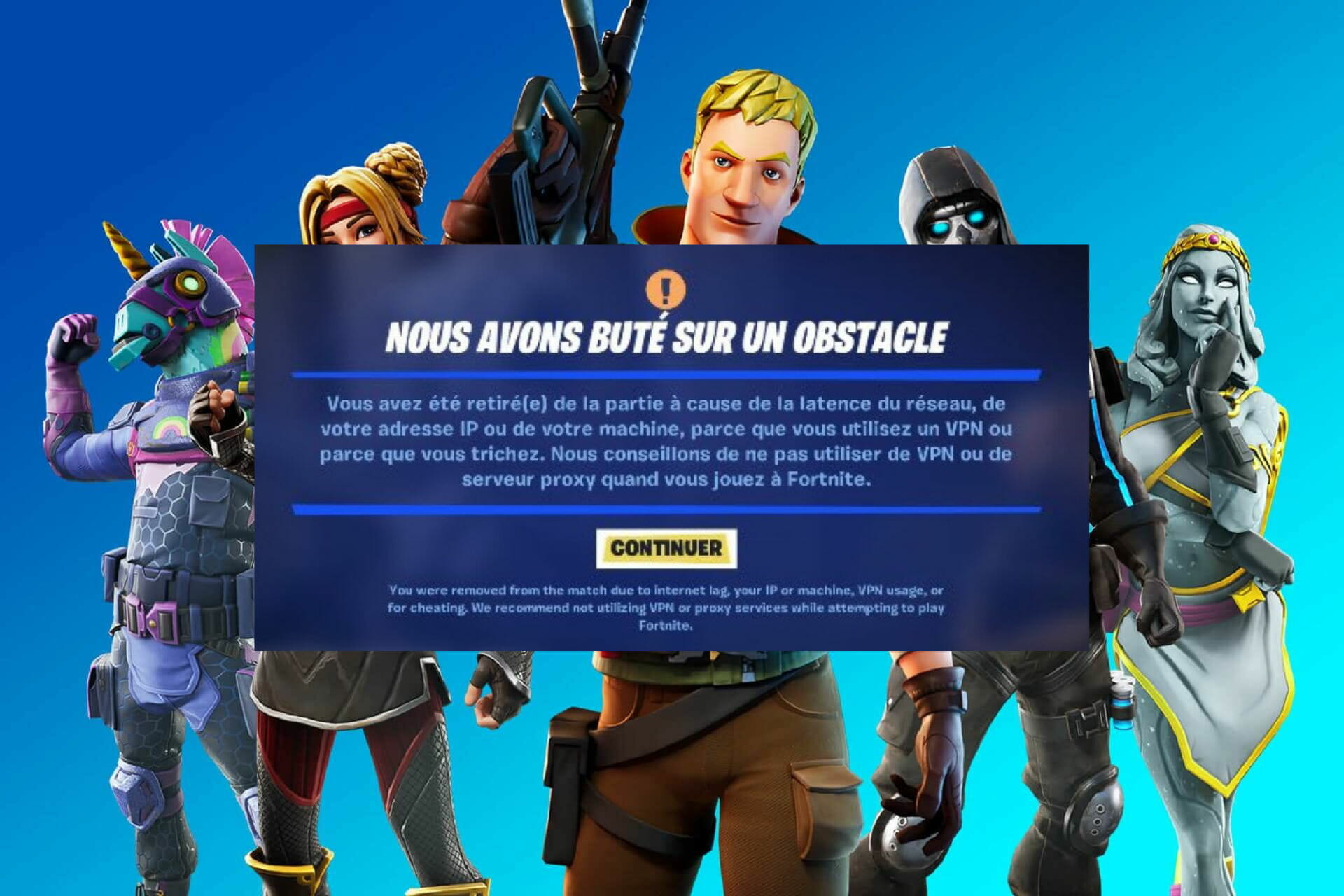 Vous avez été retiré de la partie Fortnite