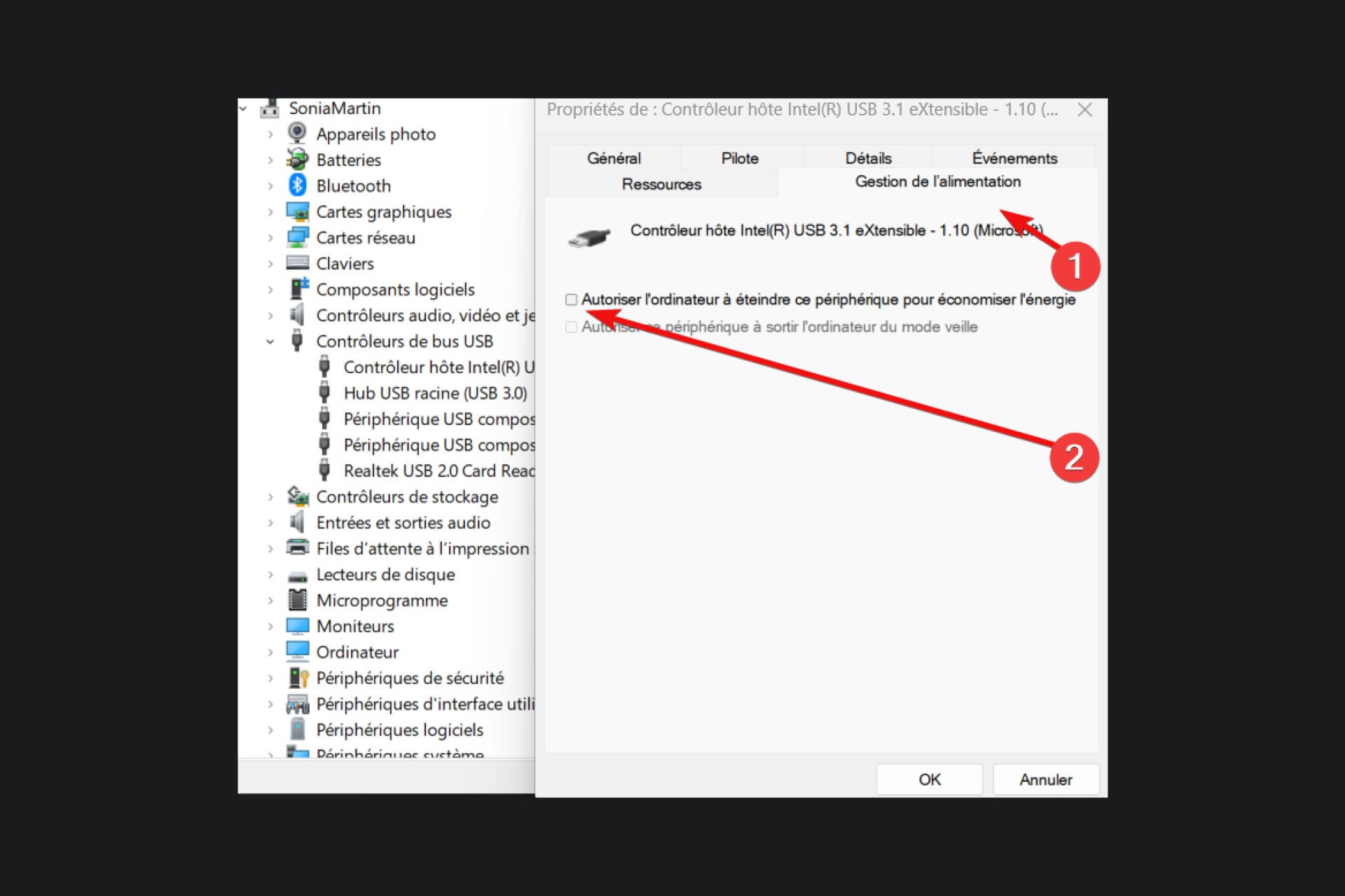 Périphérique USB Inconnu (Échec de Demande Code 43) sur Windows 11
