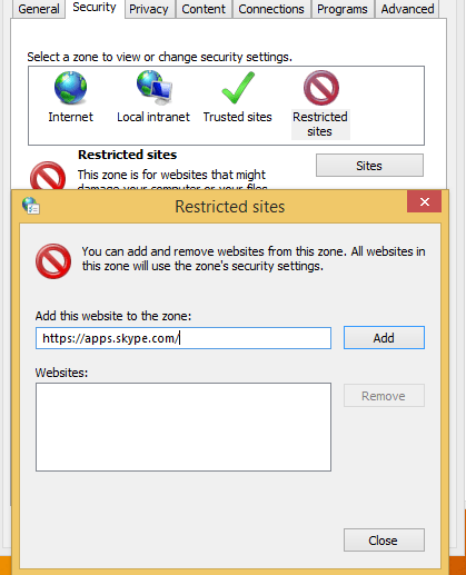 input the skype web url