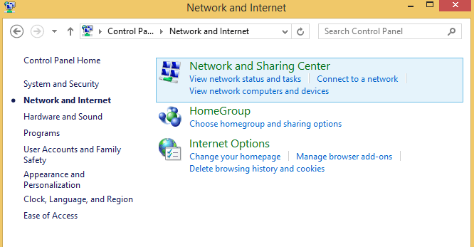win 8 control panel