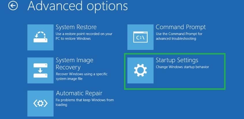 click on startup settings