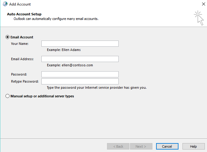 add outlook email account windows 10