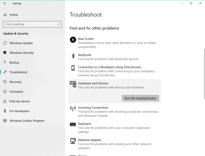 Troubleshooting hardware