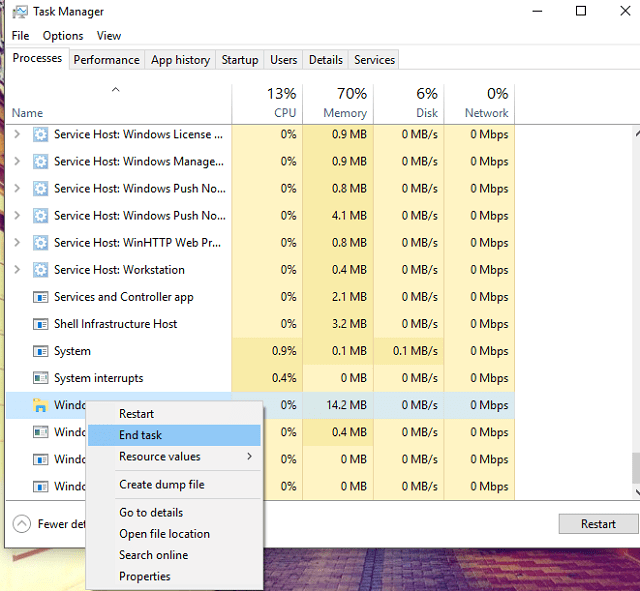 end the windows explorer task