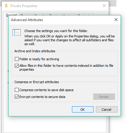 encrypt folders in windows 10 EFS