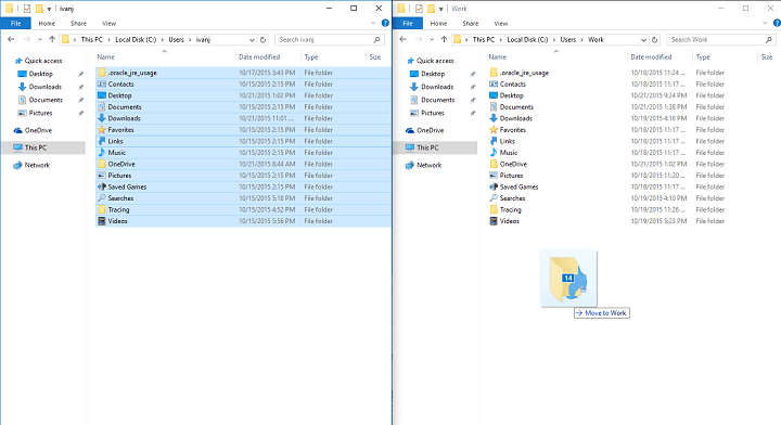 move files Corrupt user profile registry key