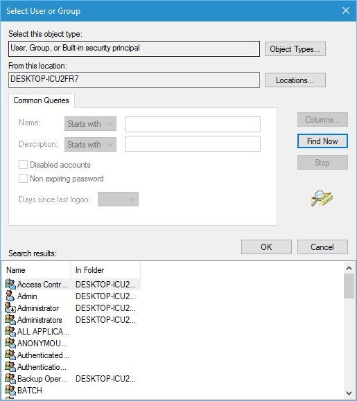 take ownership folder find now