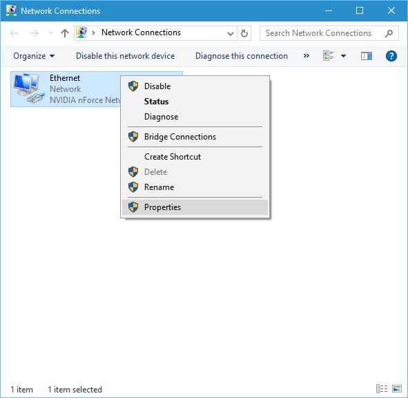how to change dns windows 10 properties