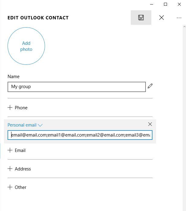 save new email contact