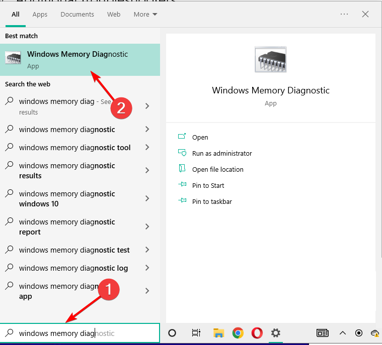 memory-diag-w10 mdsched.exe