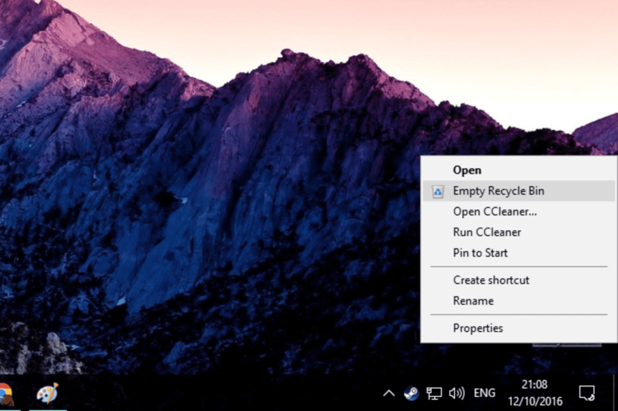 automatically empty the recycle bin in Windows 10