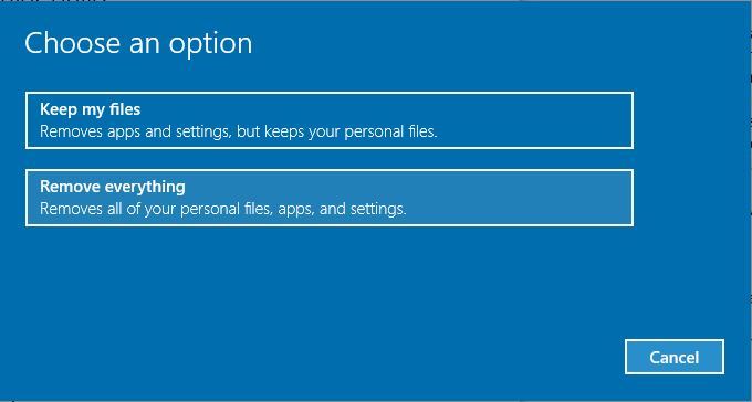 choose option factory reset