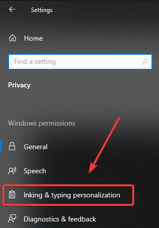 inking and personalization windows 10