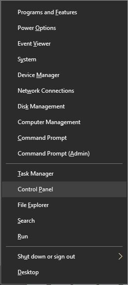 control panel windows 10