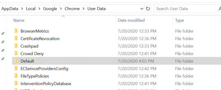 data default chrome
