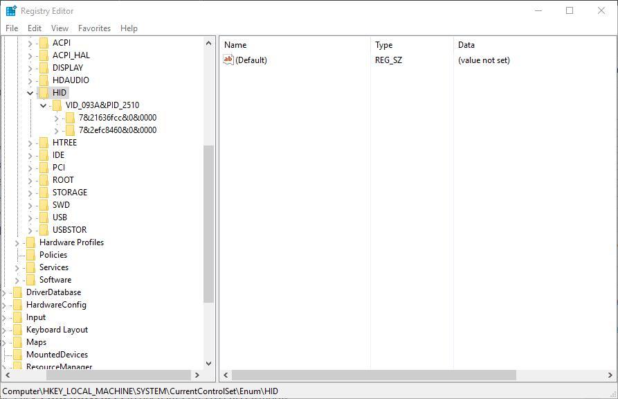 registry location vid id