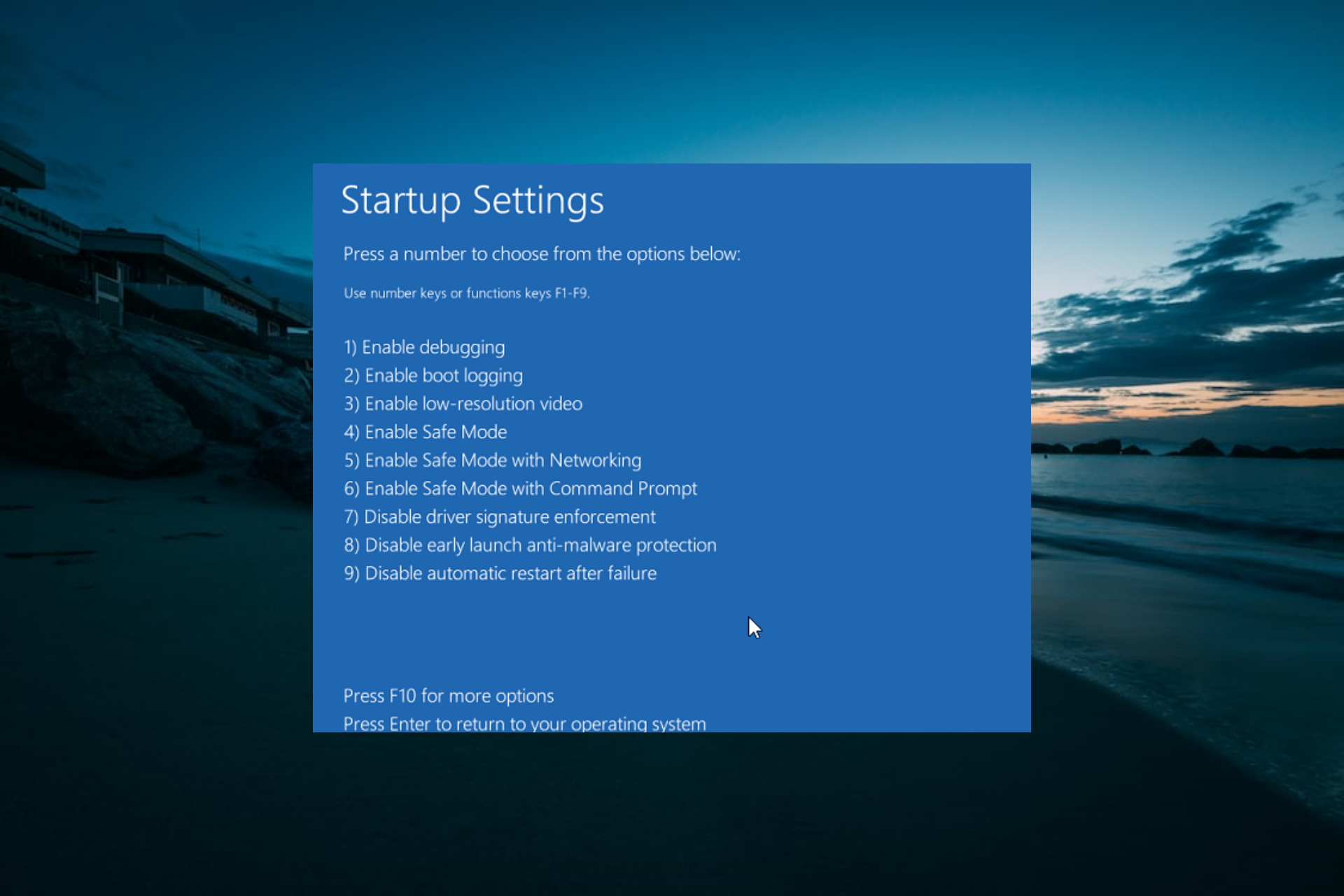 windows 10 safe mode not working