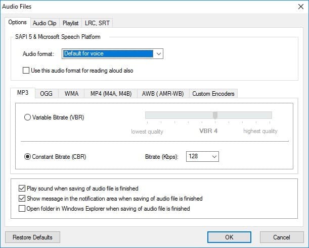 adjust audiobook settings