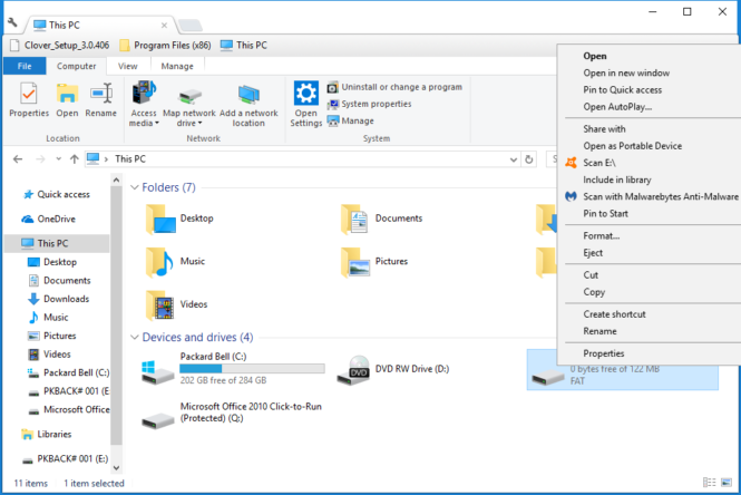 properties hard drive PC can't format