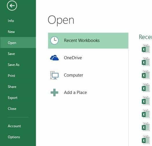 excel options