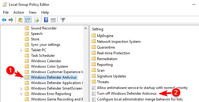 turn off windows defender antivirus Msmpeng.exe encountered a problem