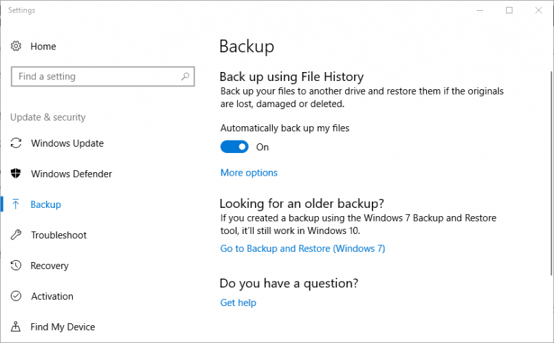 file history backup