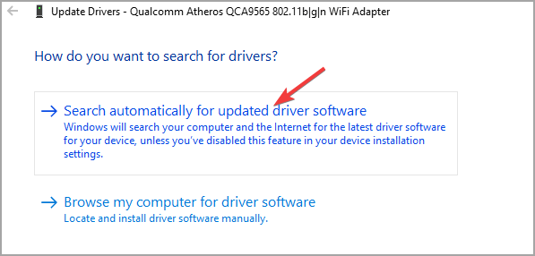 device manager search automatically for driver
