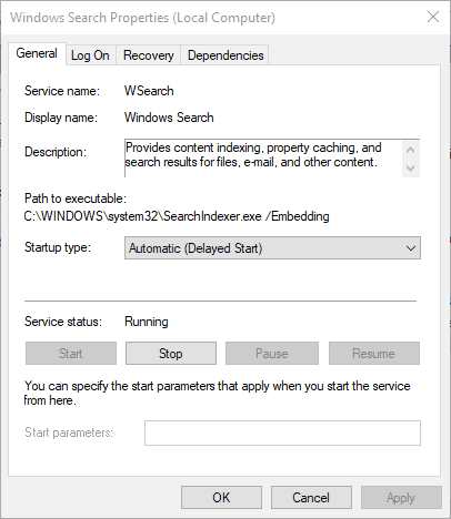 windows search properties