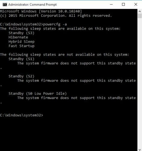 Missing Sleep option in Windows 10