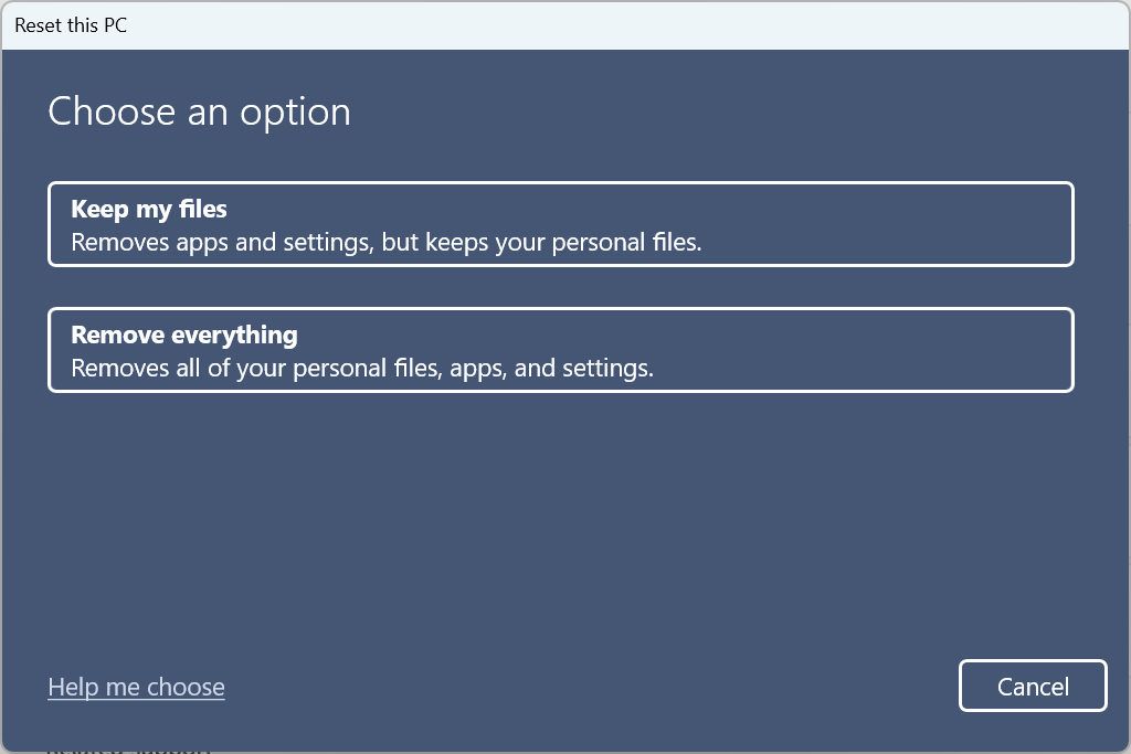 reinstall option
