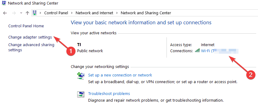 change adapter settings