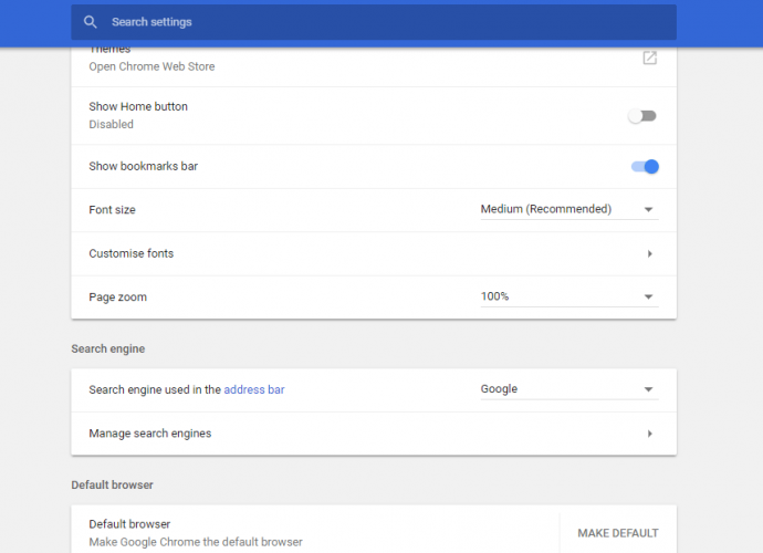 Browser settings