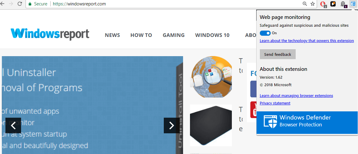 windows defender chrome extension