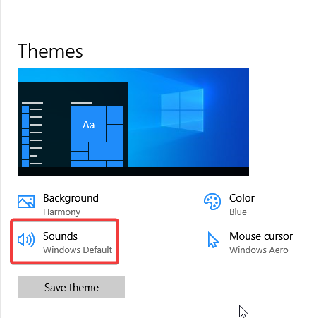 windows 10 navigate to sounds