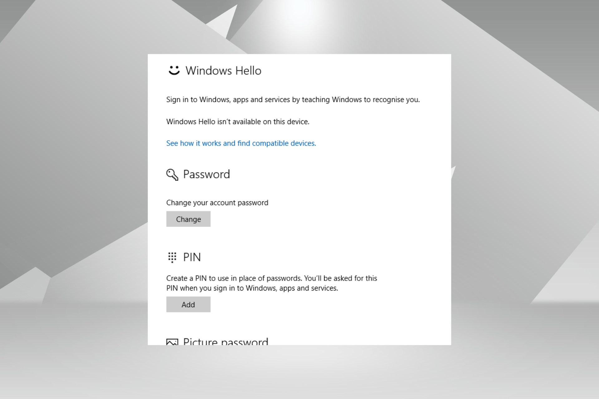 how to change sign in options on windows 10