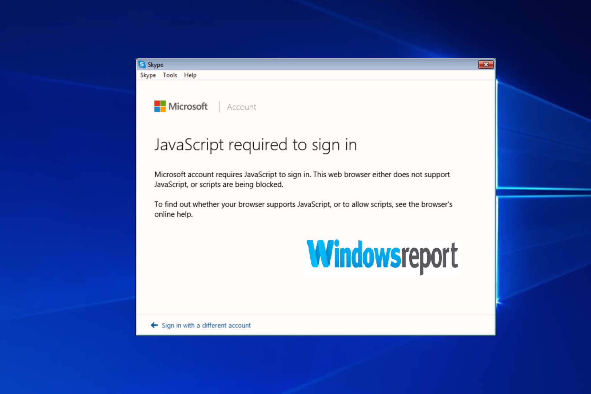 featured img skype javascript error