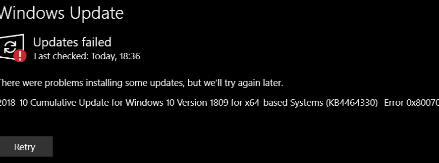 KB4464330 issues and bugs