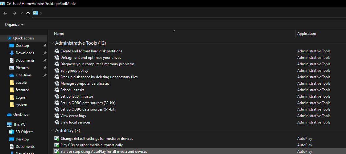 how to access god mode windows 10