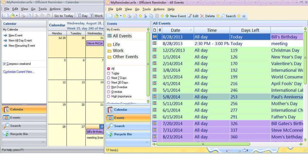 efficient birthday software reminder final